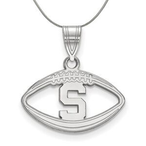 Sterling Silver Michigan State Football Necklace - 24 Inch